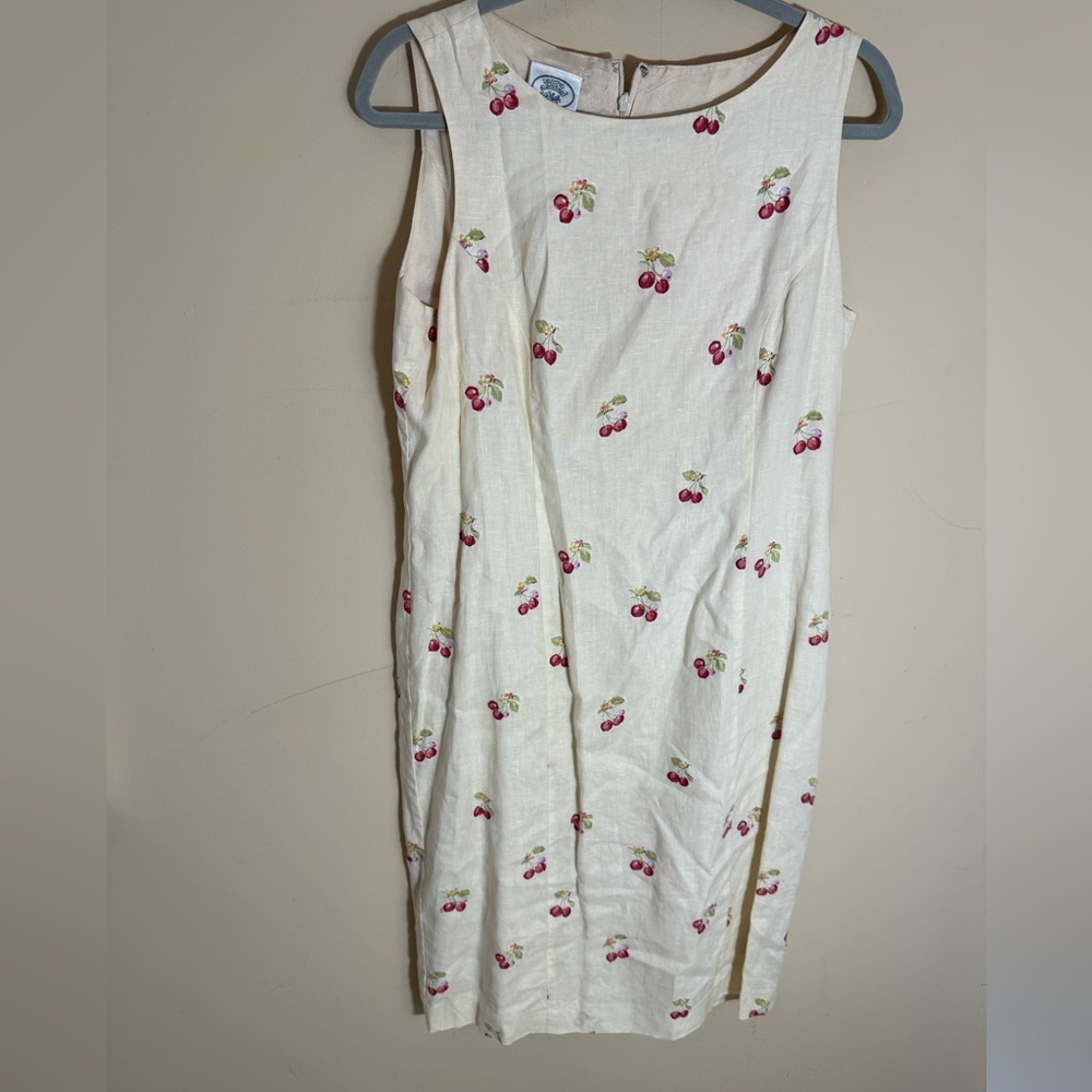 Laura Ashley Cream Dress with Red Cherry Print